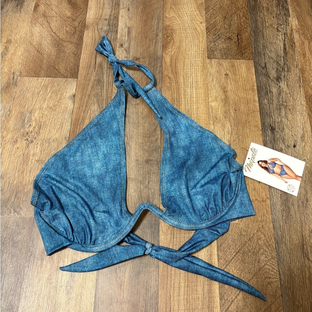 Blue Chambray Underwired Swim top